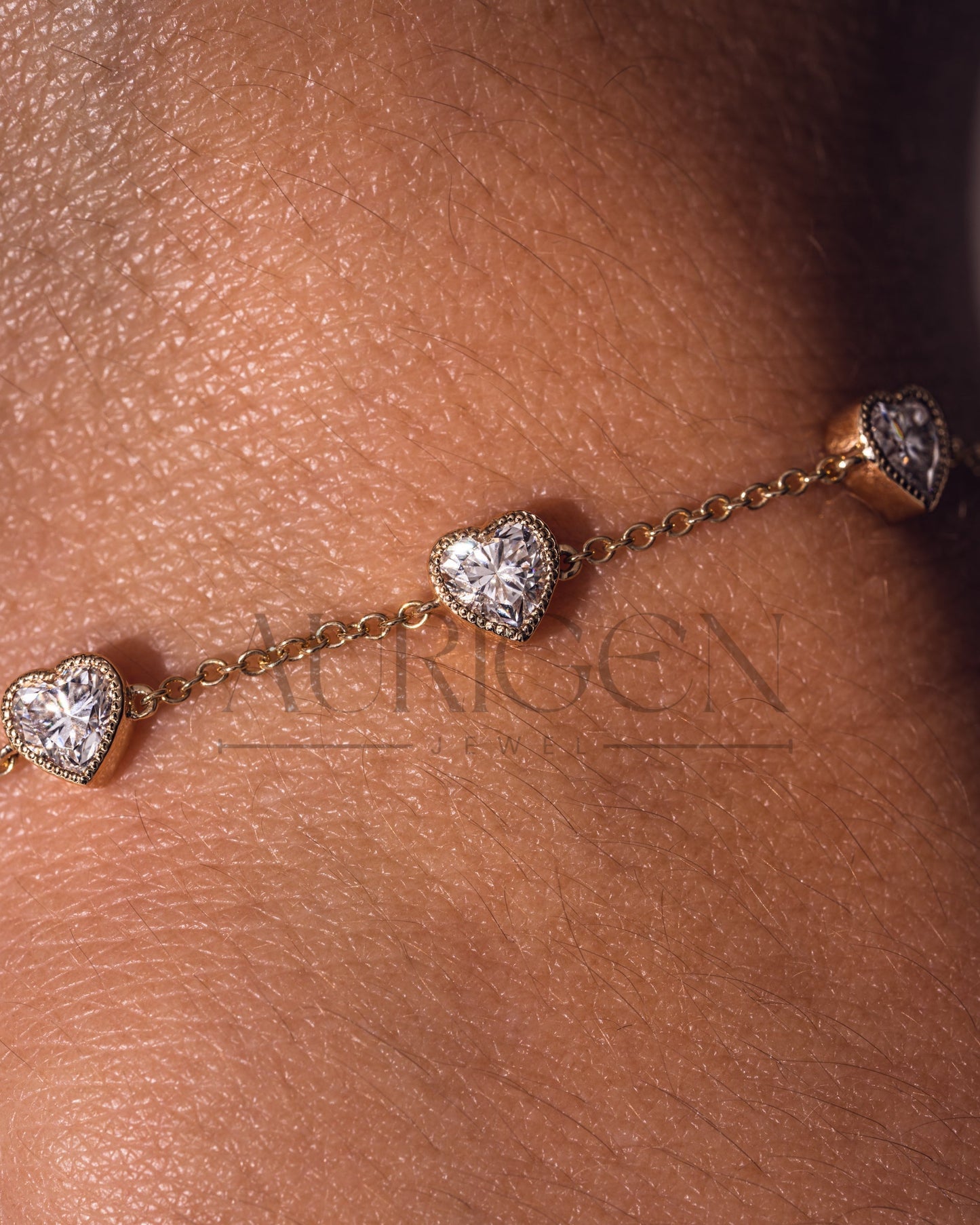 Classic Heart Cut Moissanite and Lab Grown Diamond Bracelet With Milgrain Bezel Setting