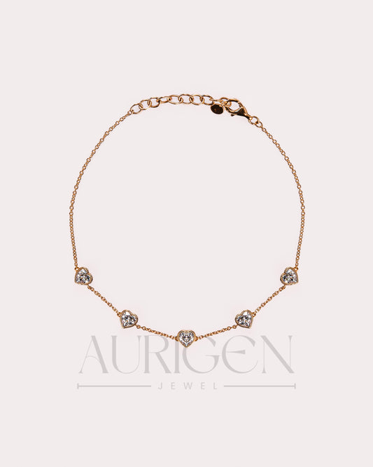 Classic Heart Cut Moissanite and Lab Grown Diamond Bracelet With Milgrain Bezel Setting