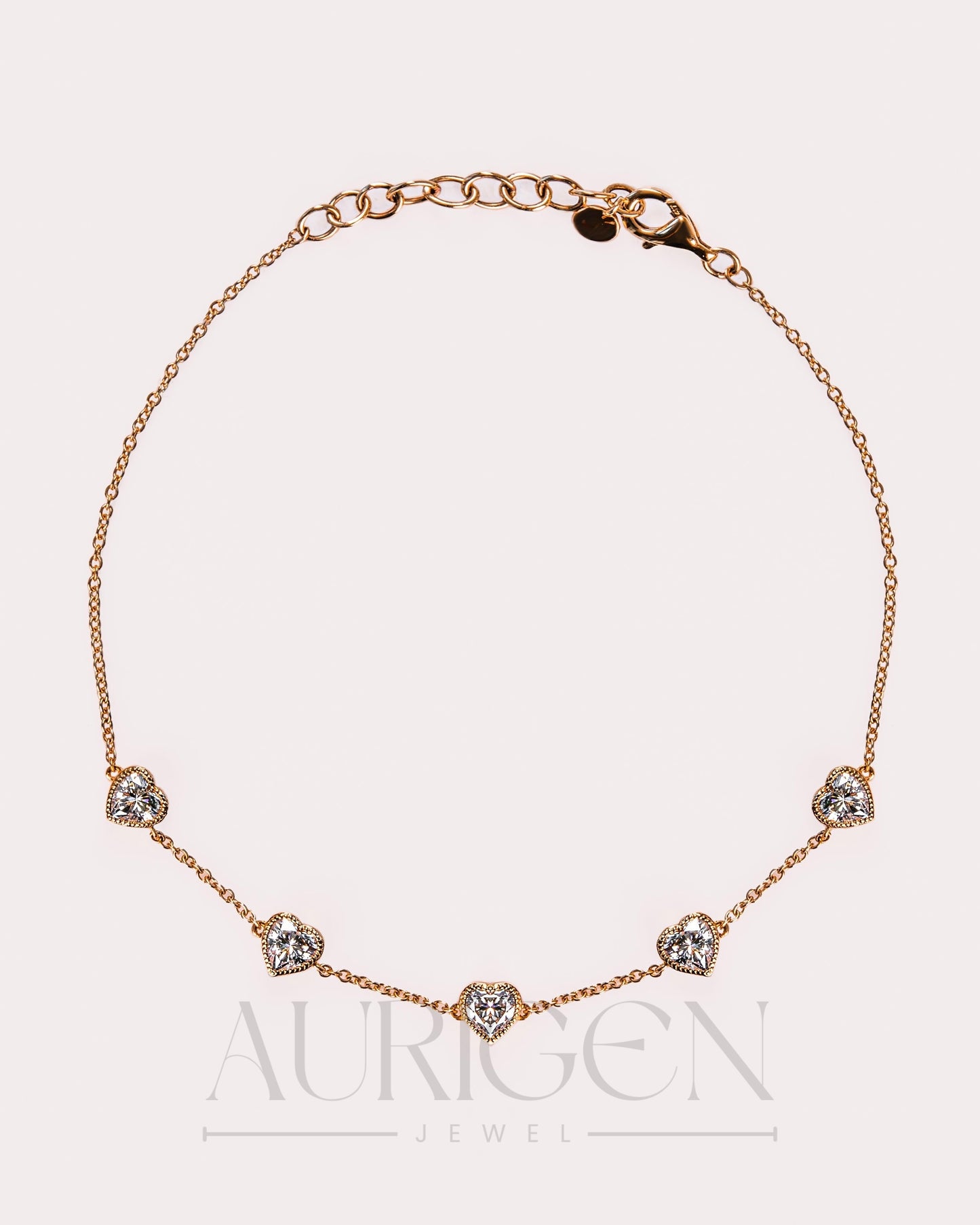 Classic Heart Cut Moissanite and Lab Grown Diamond Bracelet With Milgrain Bezel Setting