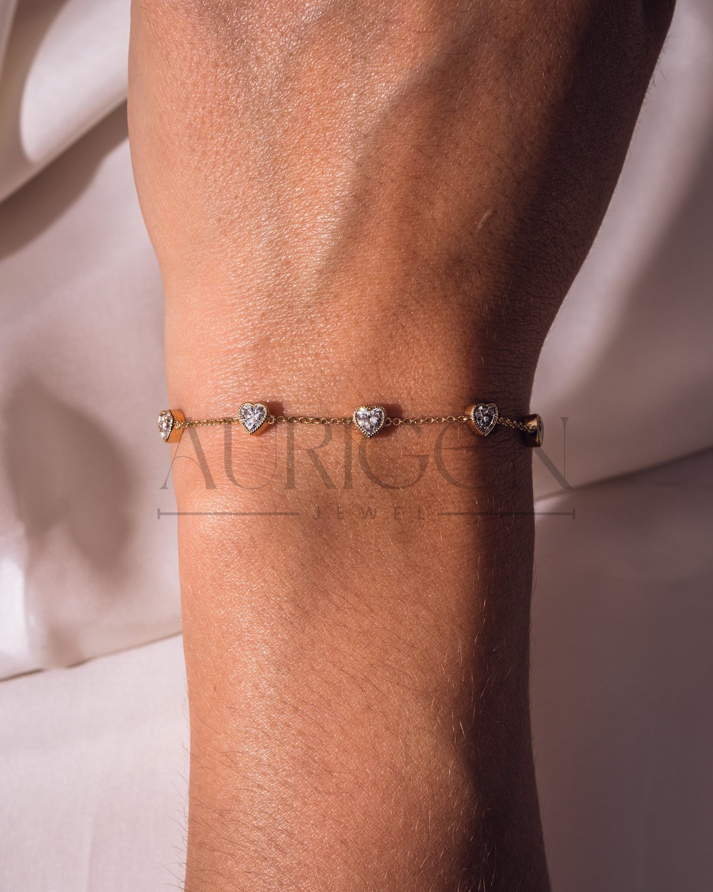 Classic Heart Cut Moissanite and Lab Grown Diamond Bracelet With Milgrain Bezel Setting