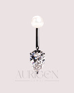 Brilliant Pearl and Pear Cut Moissanite and Lab Grown Diamond Earrings with Push Back