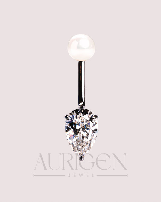 Brilliant Pearl and Pear Cut Moissanite and Lab Grown Diamond Earrings with Push Back