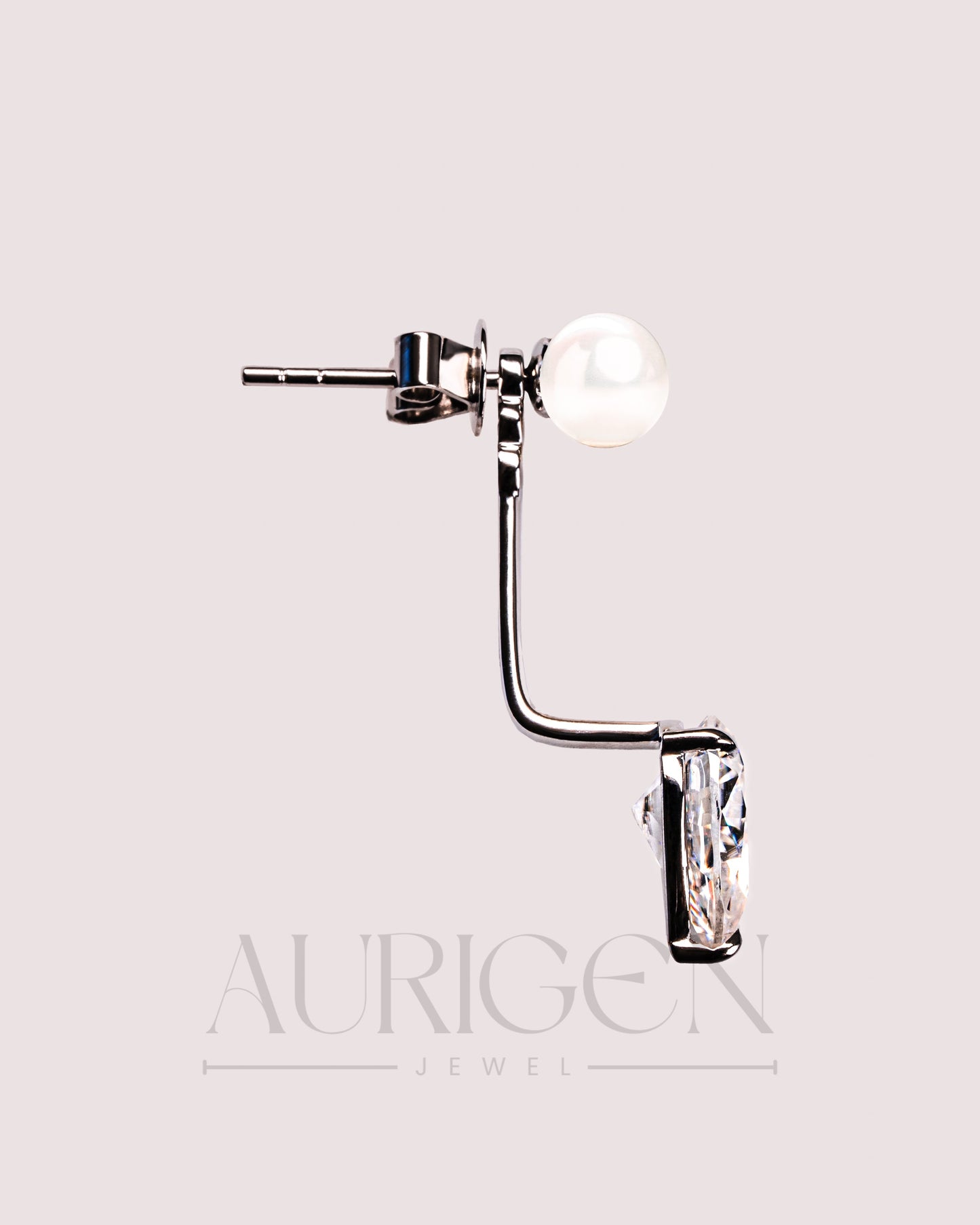 Brilliant Pearl and Pear Cut Moissanite and Lab Grown Diamond Earrings with Push Back