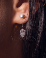Brilliant Pearl and Pear Cut Moissanite and Lab Grown Diamond Earrings with Push Back