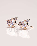 Elegant Round Rose Cut Cluster Earrings in 14k Yellow Gold