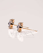 Elegant Round Rose Cut Cluster Earrings in 14k Yellow Gold