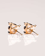 Elegant Round Rose Cut Cluster Earrings in 14k Yellow Gold
