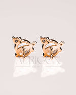 Elegant Round Rose Cut Cluster Earrings in 14k Yellow Gold