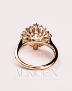 Vintage-Inspired Round Cut Moissanite & Lab Grown Diamond Sunburst Halo Ring