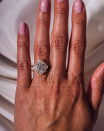 Vintage-Inspired Round Cut Moissanite & Lab Grown Diamond Sunburst Halo Ring