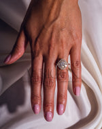 Vintage-Inspired Round Cut Moissanite & Lab Grown Diamond Sunburst Halo Ring