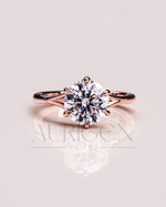 Trendy Round Cut Moissanite and Lab Grown Diamond Ring 14K Rose Gold