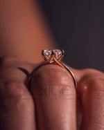 Trendy Round Cut Moissanite and Lab Grown Diamond Ring 14K Rose Gold