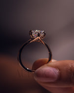 Trendy Round Cut Moissanite and Lab Grown Diamond Ring 14K Rose Gold