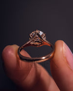 Trendy Round Cut Moissanite and Lab Grown Diamond Ring 14K Rose Gold