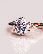 Trendy Round Cut Moissanite and Lab Grown Diamond Ring 14K Rose Gold