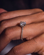 Lab Grown and Moissanite Diamond Round Cut Ring – Pave Engagement Ring in Solid Gold