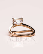 East-West Emerald Cut Solitaire Ring in Solid Gold Ring-Moissanite and Lab Grown Diamond