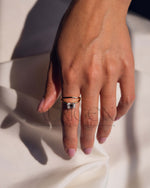 East-West Emerald Cut Solitaire Ring in Solid Gold Ring-Moissanite and Lab Grown Diamond
