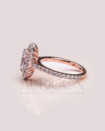 Glamorous Oval Cut Moissanite and Lab Grown Diamond Ring – Halo and Pave Setting