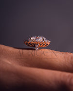 Glamorous Oval Cut Moissanite and Lab Grown Diamond Ring – Halo and Pave Setting