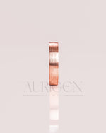 Delicate 14K Rose Gold Engagement Band-Hidden Round Lab Grown & Moissanite Diamond