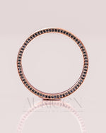 Delicate 14K Rose Gold Engagement Band-Hidden Round Lab Grown & Moissanite Diamond