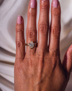 5-Prong Pear Cut Moissanite and Lab Diamond Ring Set with Chevron Band – 14K Solid Gold
