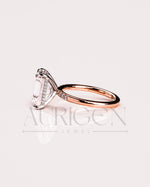 Lab Grown and Moissanite Emerald Cut Engagement Ring in Rose Gold