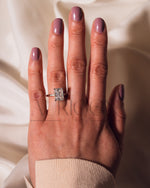 Lab Grown and Moissanite Emerald Cut Engagement Ring in Rose Gold