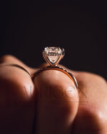 Lab Grown and Moissanite Emerald Cut Engagement Ring in Rose Gold