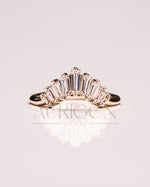 Baguette Cut Curved Designed Band-Lab Grown and Moissanite Diamond