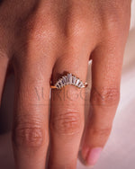 Baguette Cut Curved Designed Band-Lab Grown and Moissanite Diamond
