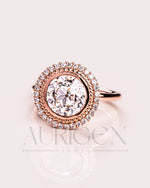 Brilliant Round Cut Moissanite and Lab Grown Diamond Bezel Setting Ring With Halo