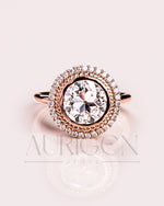 Brilliant Round Cut Moissanite and Lab Grown Diamond Bezel Setting Ring With Halo