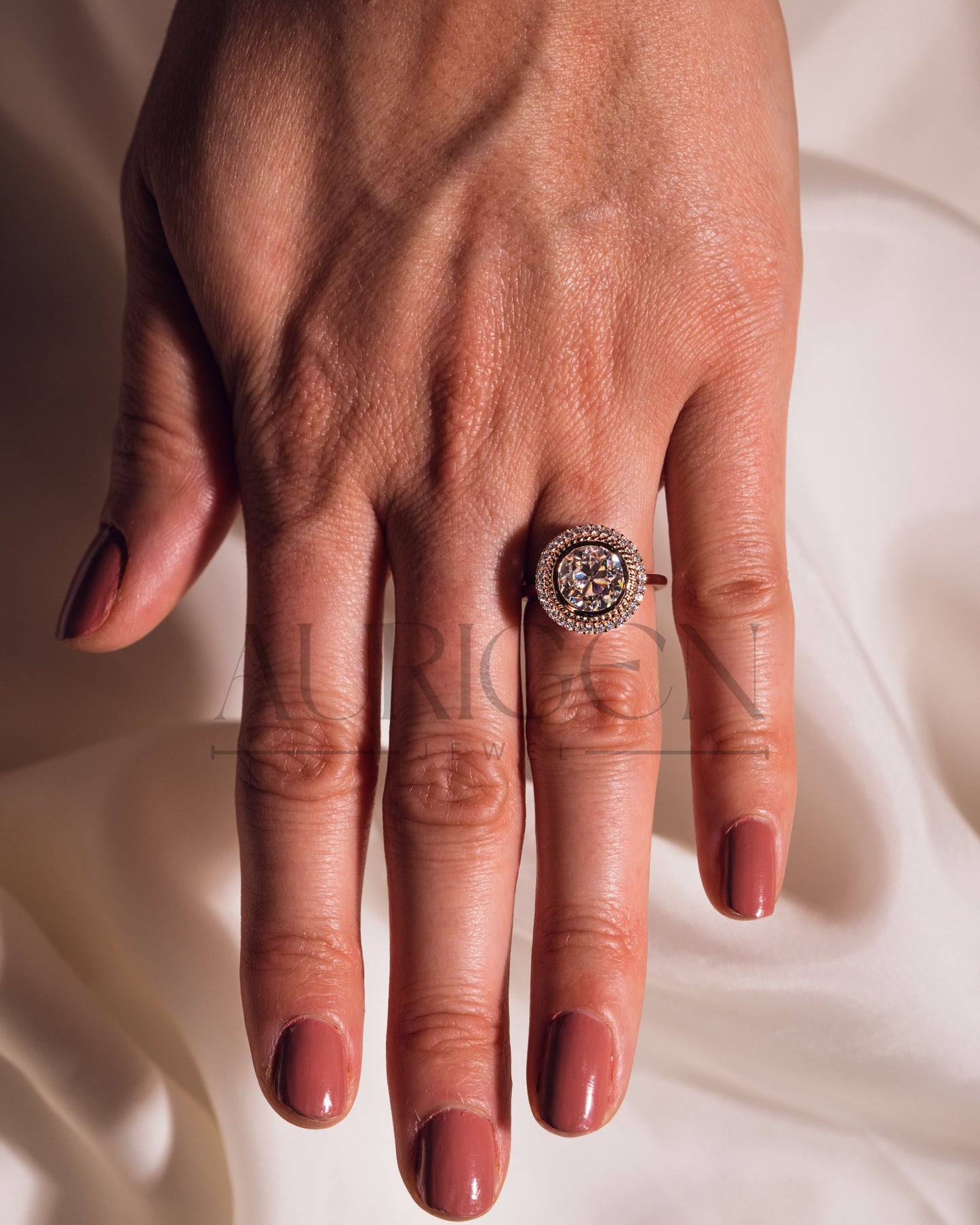 Brilliant Round Cut Moissanite and Lab Grown Diamond Bezel Setting Ring With Halo