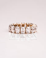 Luxurious Elongated Cushion Moissanite & Leb Diamond Full Eternity Band in 14K Solid Gold