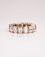 Luxurious Elongated Cushion Moissanite & Leb Diamond Full Eternity Band in 14K Solid Gold