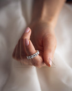 Luxurious Elongated Cushion Moissanite & Leb Diamond Full Eternity Band in 14K Solid Gold