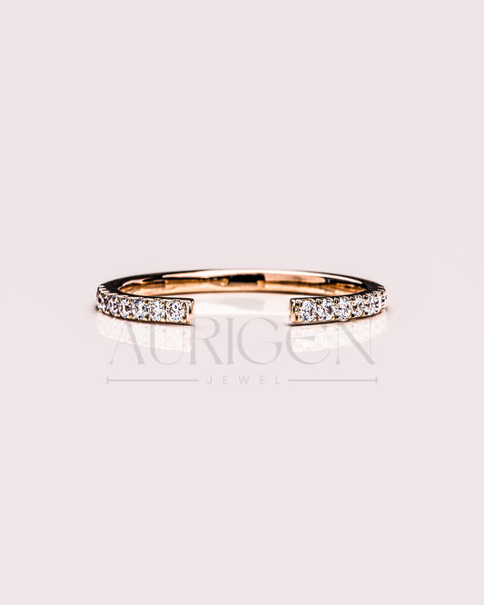 Fancy Round Cut Pave Set Engagement Band-Lab Grown and Moissanite Diamond