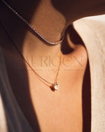 Dainty 14K Rose Gold Tennis Necklace - Round Cut Lab Grown and Moissanite Diamond