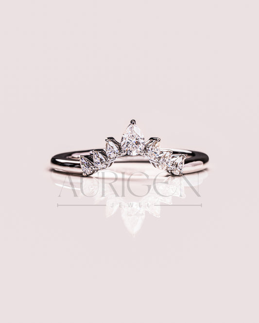 The Modern Pear Cut Moissanite and Lab Grown Diamond in 925 Sterling Silver