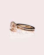 Oval & Trapezoid Moissanite & Leb Diamond Engagement Ring Set 14K Solid Gold