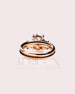 Oval & Trapezoid Moissanite & Leb Diamond Engagement Ring Set 14K Solid Gold