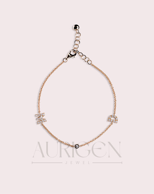 Personalized Initial Round Cut Latter Designed Bracelet-Lab Grown and Moissanite Diamond
