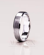 14K White Gold Wedding Band Brushed Modern Men’s Band