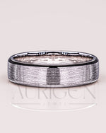 14K White Gold Wedding Band Brushed Modern Men’s Band