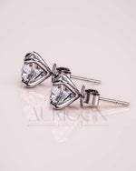 Cushion Cut Moissanite and Lab Grown Diamond Stud Earrings - 14k White Gold