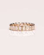 14K Solid Gold Emerald Cut Moissanite & Leb Full Eternity Unique Band