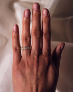 14K Solid Gold Emerald Cut Moissanite & Leb Full Eternity Unique Band